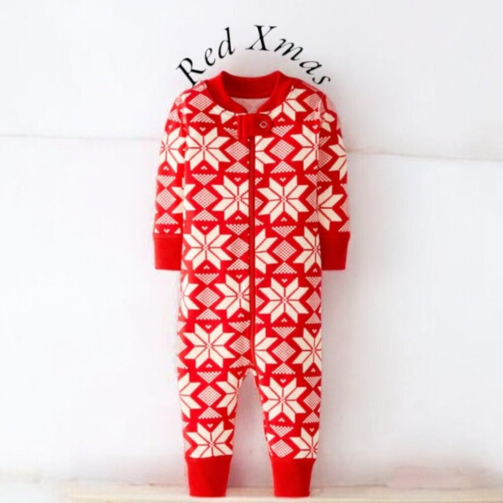 Hanna Andersson Red Snowflakes Christmas Baby Zip Sleeper Organic Cotton NWOT